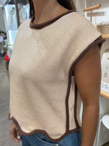 Beige & Brown Trim Top