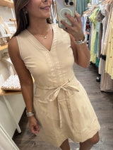 Beige Contrast Stitch Dress