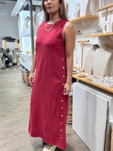 Cranberry Side Buttons Dress