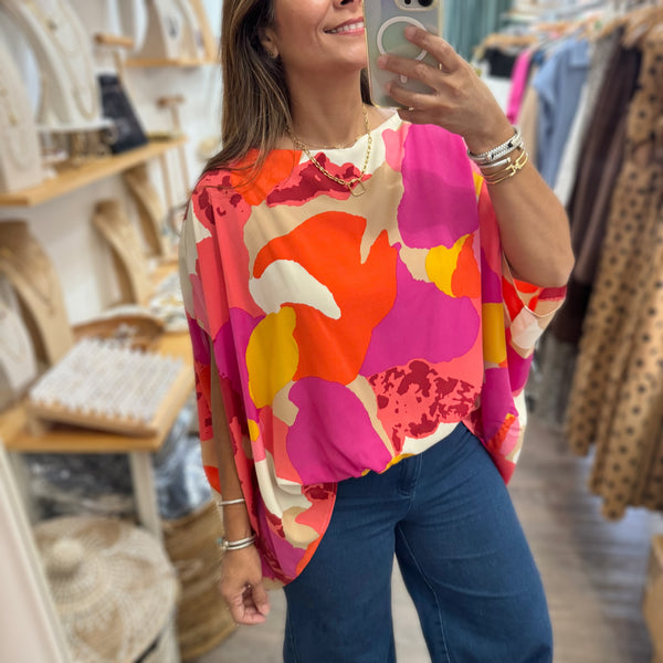 Pink Mix Dolman Sleeves Top