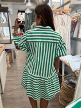 Green Stripes Drop Waist Dress