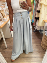 Dusty Blue Wide Leg Cargo Pant
