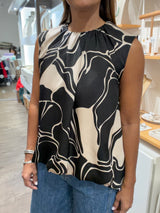 Black Abstract Print Top