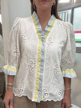 White Lace w/Trim Detail Top