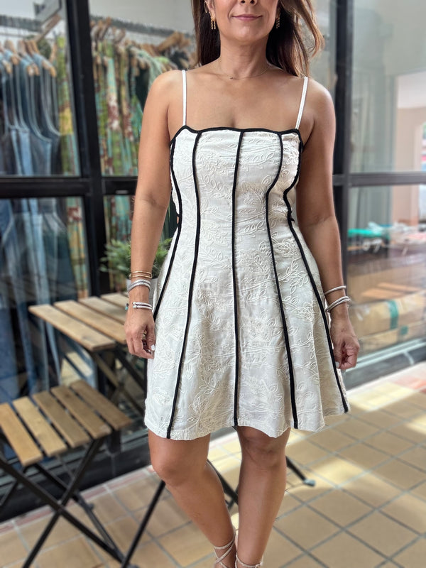 Beige Embroidered Back Detail Dress