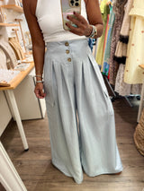 Dusty Blue Wide Leg Cargo Pant