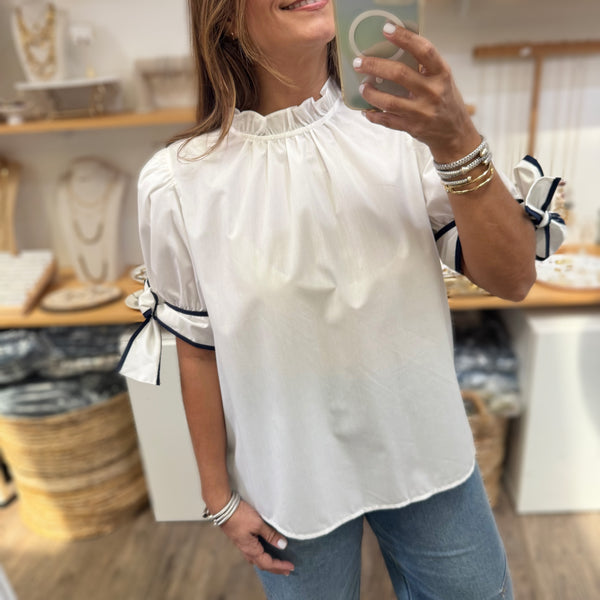 White Sleeve Detail Top