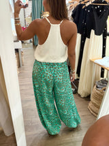 Ivory Top & Leopard Harem Pants Set