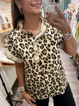 Leopard Print Ruffle Detail Top
