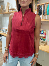 Burgundy Faux Suede Top