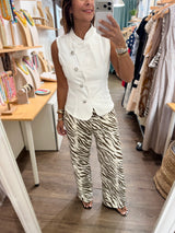 White Denim Button Front Top