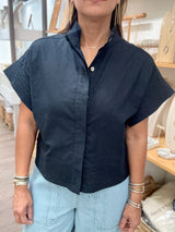 Navy Front Buttons Top