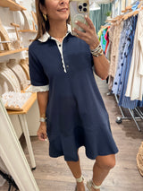 Navy & White Collared Dress