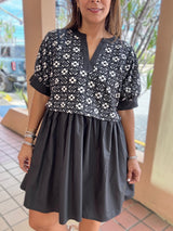 Black & Beige Contrast Dress
