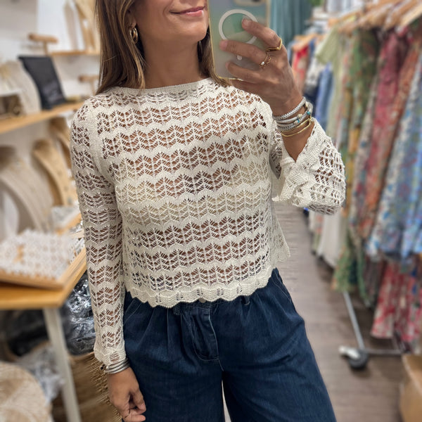 Ivory & Gold Metallic Knitted Top