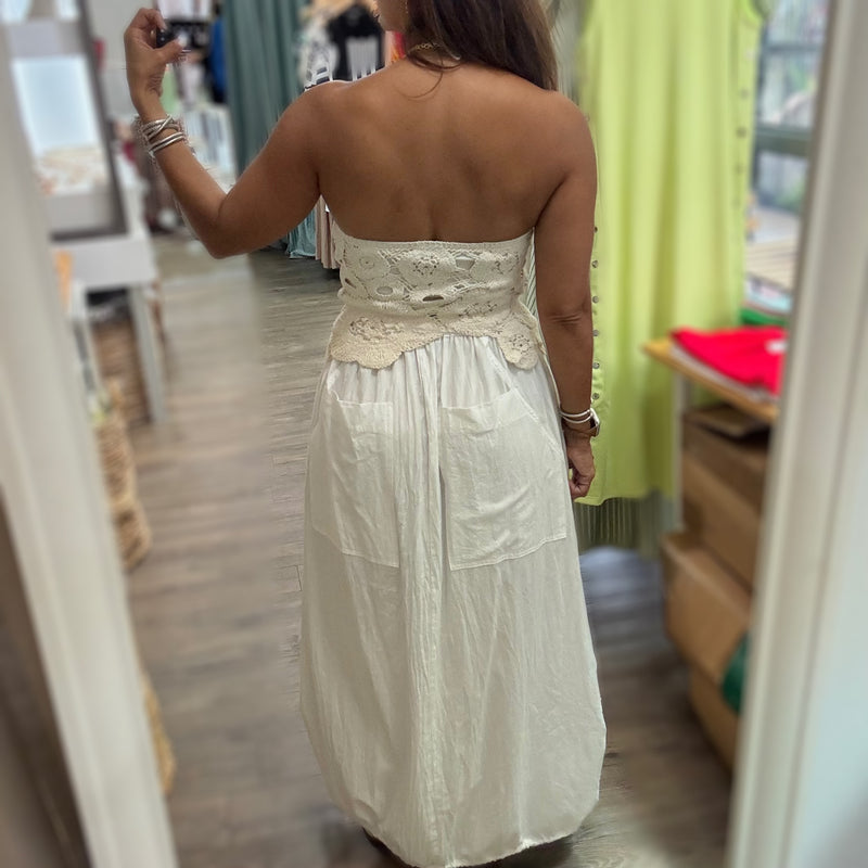White Drawstring Maxi Skirt