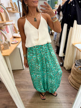 Ivory Top & Leopard Harem Pants Set