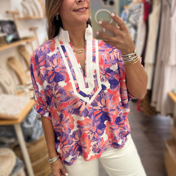Lavender Mix Print Top