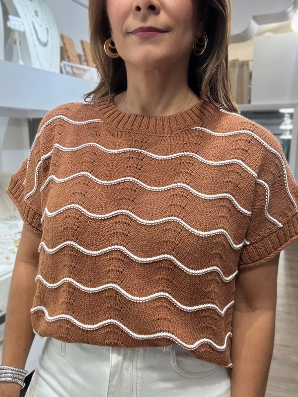 Caramel Knitted Top