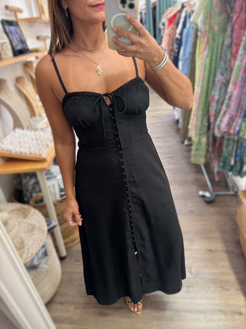 Black Heart Neckline Midi Dress