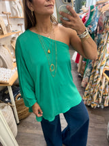 Green One Shoulder Top
