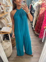 Teal Halter Neck Jumpsuit