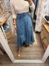 Denim Asymmetrical Hem Skirt