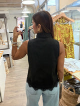 Black Faux Suede Top