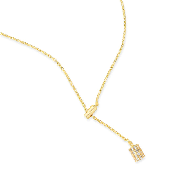 Gold Sliding Cylinder Necklace (NO)
