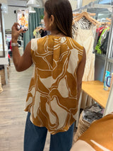 Caramel Abstract Print Top