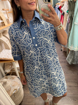 Blue Embroidered Detail Dress