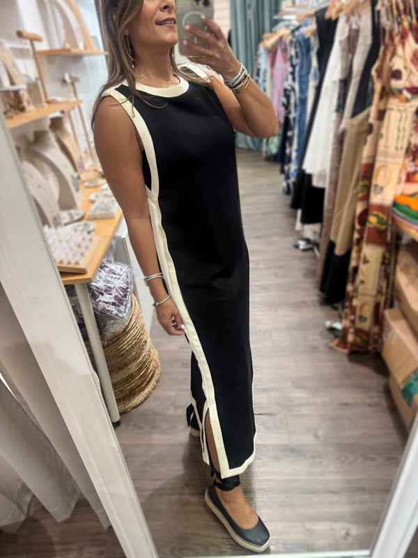 Black & Ivory Side Detail Dress