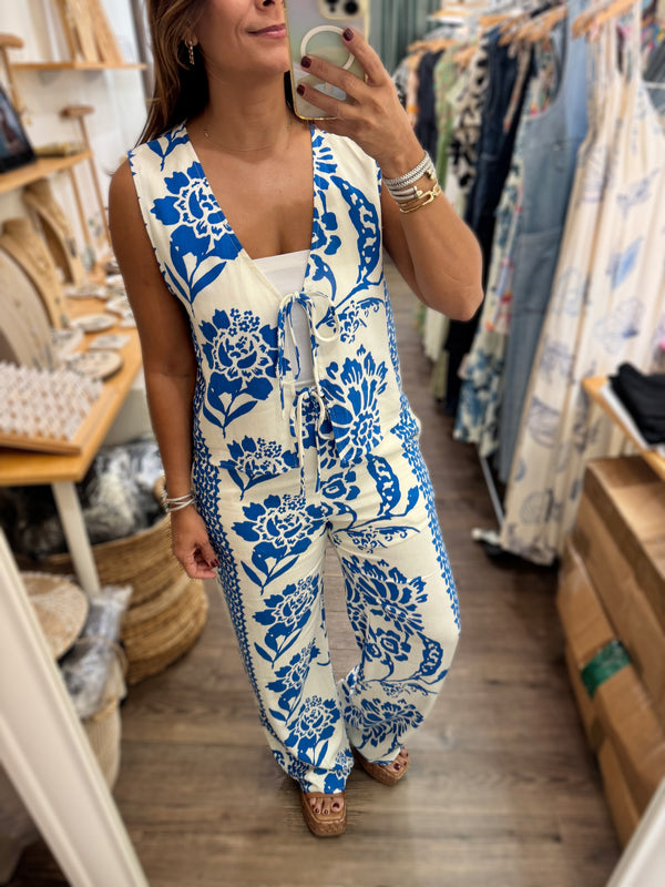Blue Print Top & Pant Set