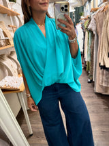 Turquoise Wrap Tunic Top