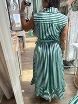 Green & Blue Striped Dress