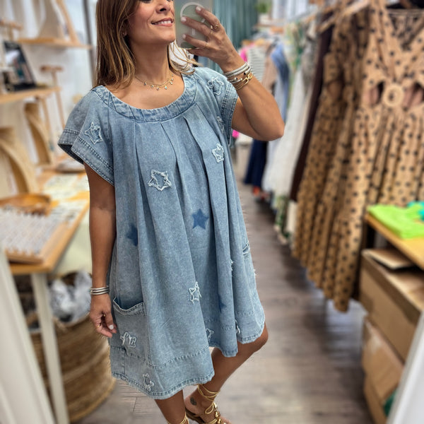 Stars Light Denim Dress