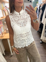White Lace Mandarin Top