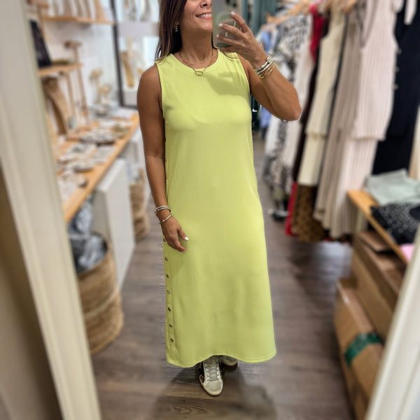 Lime Side Button Dress