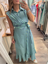 Green & Blue Striped Dress