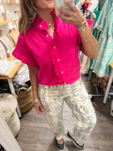 Fuchsia Ruffled Detail Top