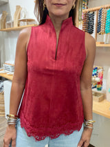Burgundy Faux Suede Top