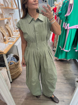 Olive Smocked Waist Jumpsuit