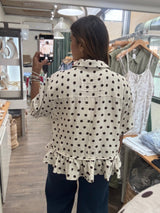 Ivory Polka Dots Button Down Top