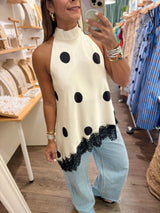 Polka Dots Asymmetrical Hem Top