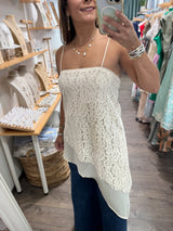 Ivory Lace Asymmetrical Top