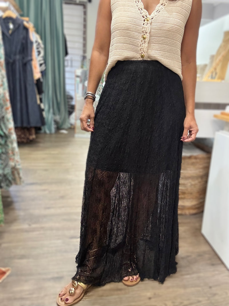 Black Lace Maxi Skirt