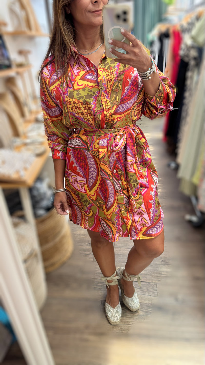 Paisley Print Button Down Dress