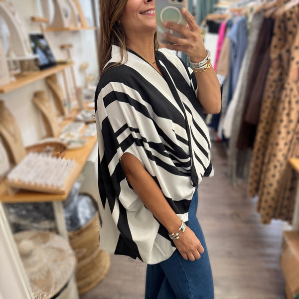 Black Stripes Caftan Top