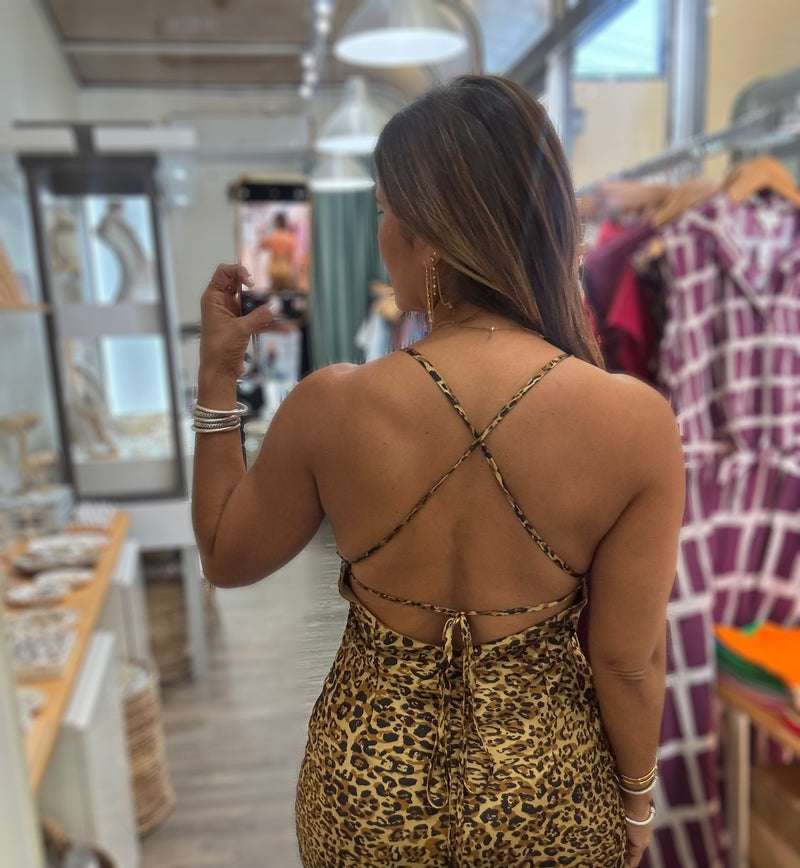Animal Print Back Detail Dress
