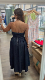 Dark Denim Strapless Dress